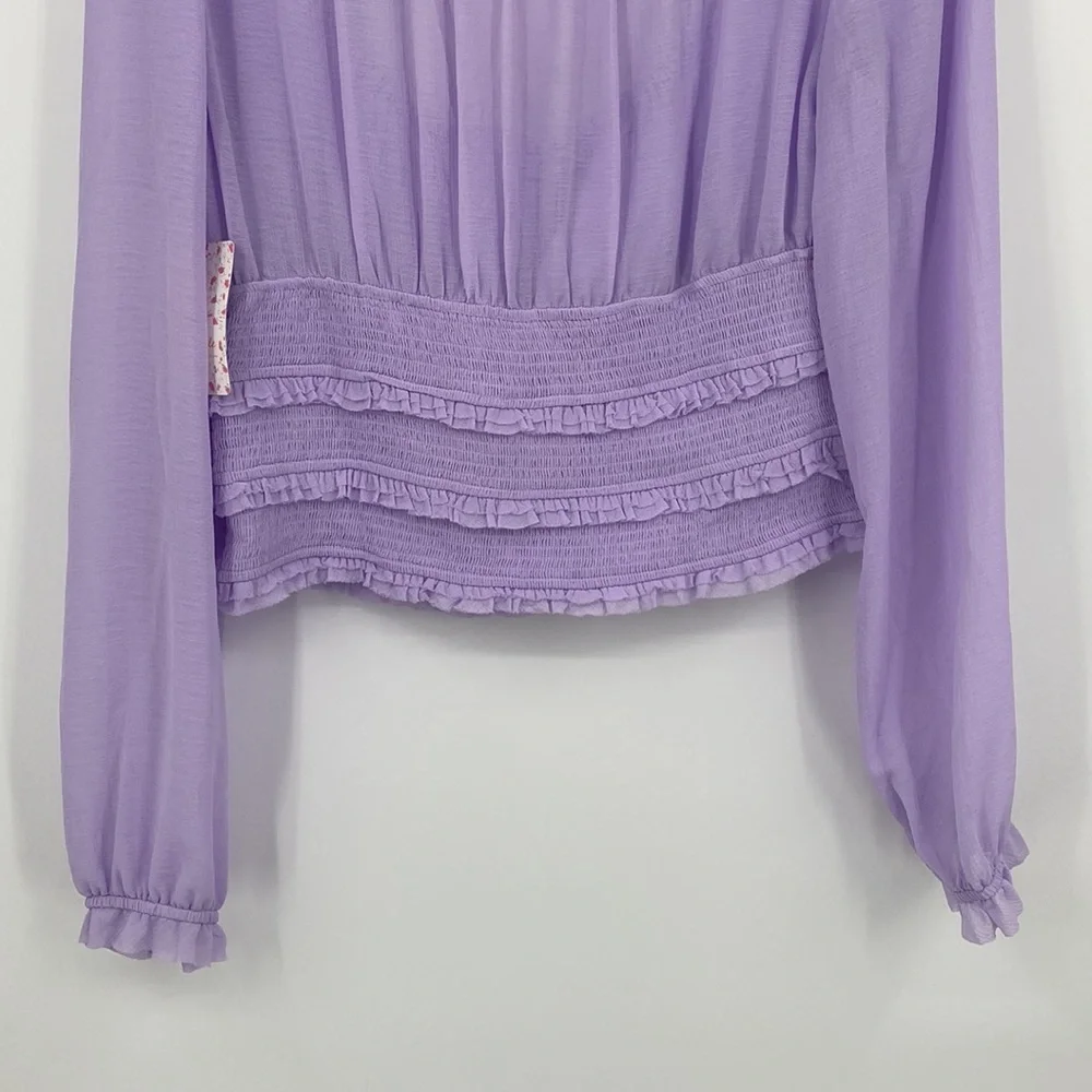 Free People Lilac Solid Lolita Blouse
